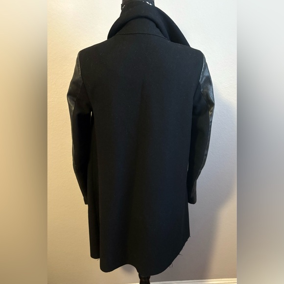 ALL SAINTS Hyde Monument Wool and Leather Blend Coat - Picture 8 of 15